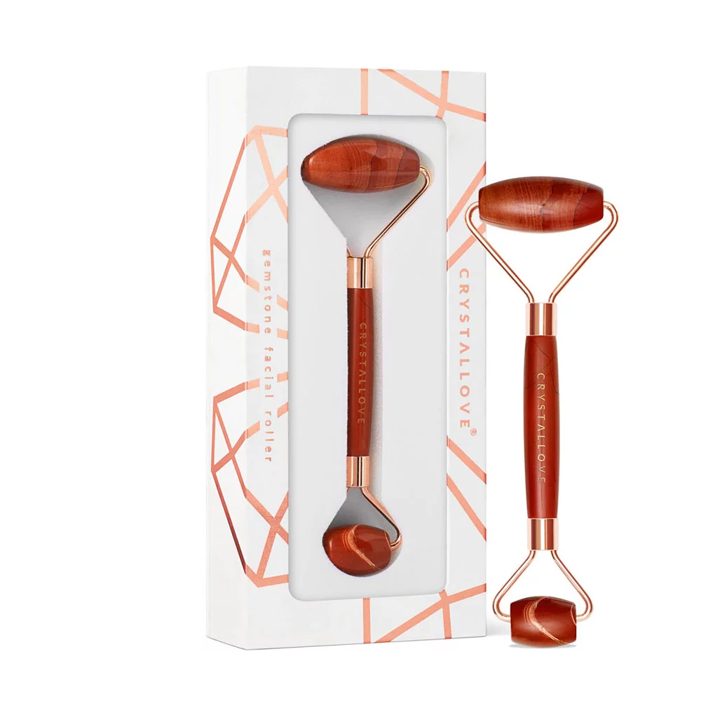 CRYSTALLOVE Masażer do twarzy z jaspisu czerwonego