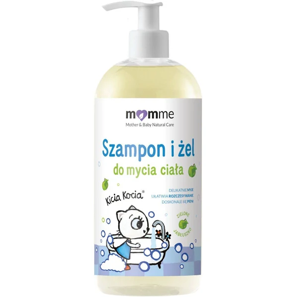 MomMe Kicia Kocia Szampon i żel do mycia ciała Zielone jabłuszko 500 ml