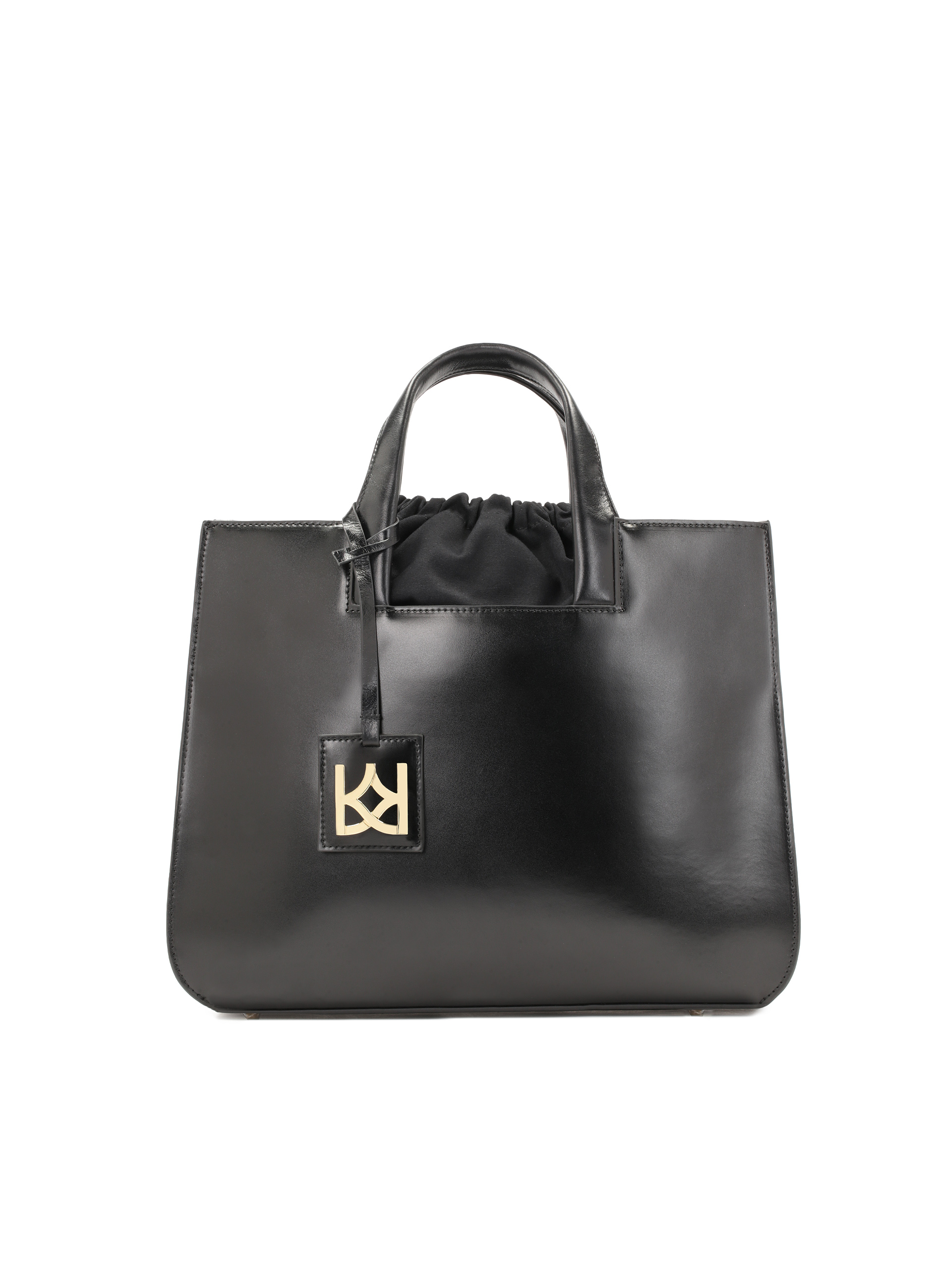 Czarna torebka skórzana z wyjmowanym wkładem z tkaniny