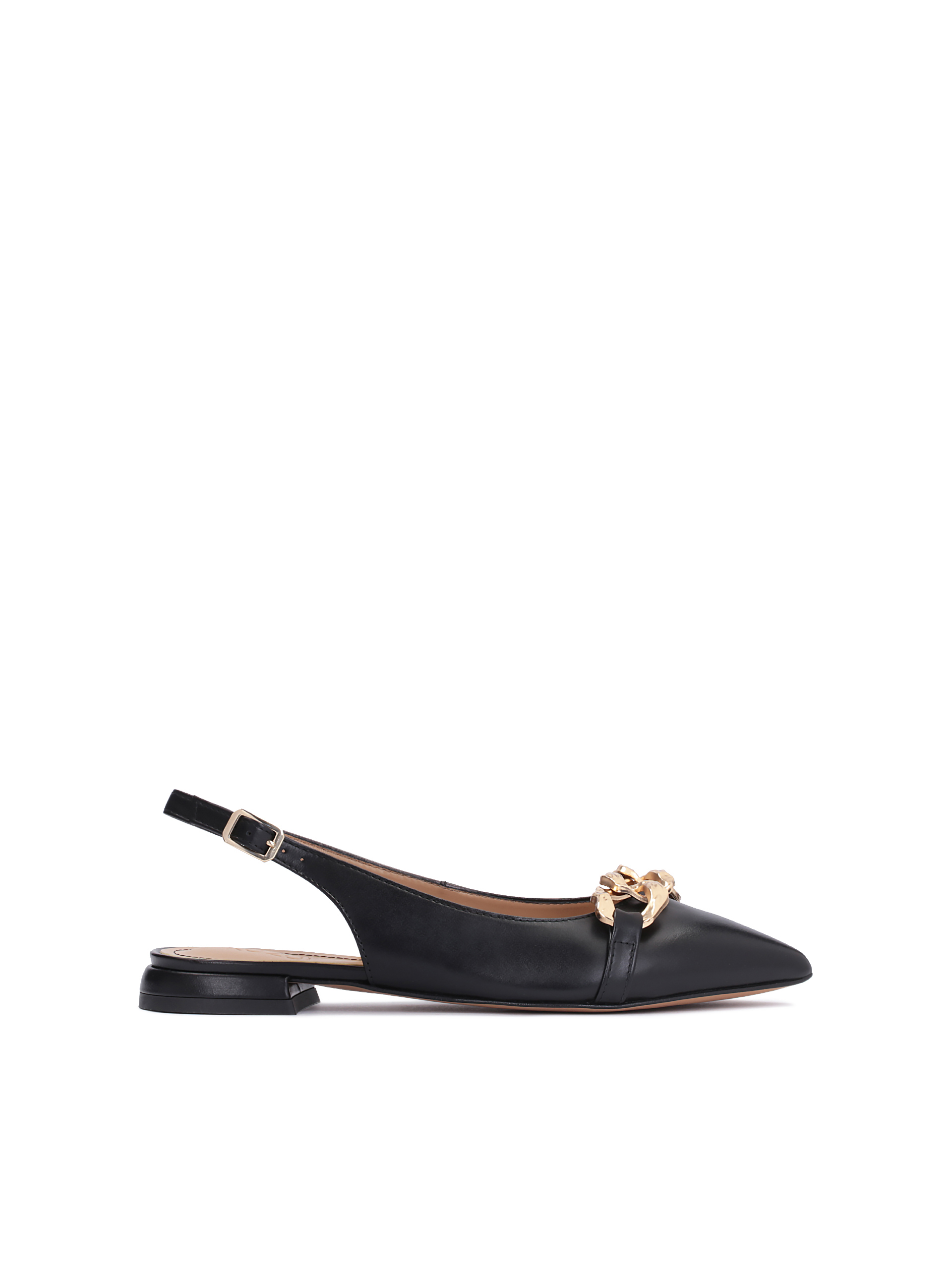 Czarne damskie czółenka z wyciętą piętą na niskim obcasie