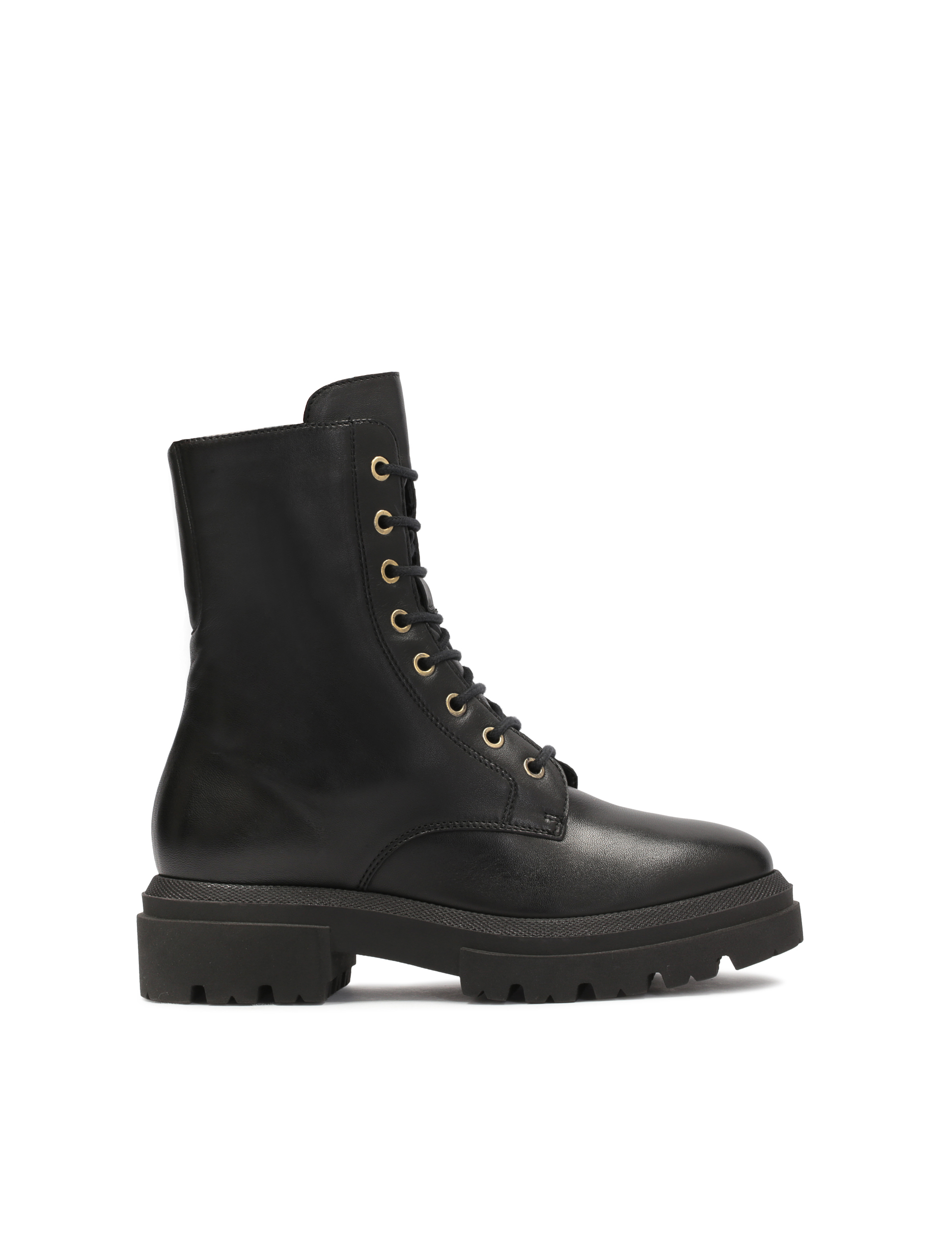 Ocieplane skórzane trzewiki ze sznurowaniem i suwakiem