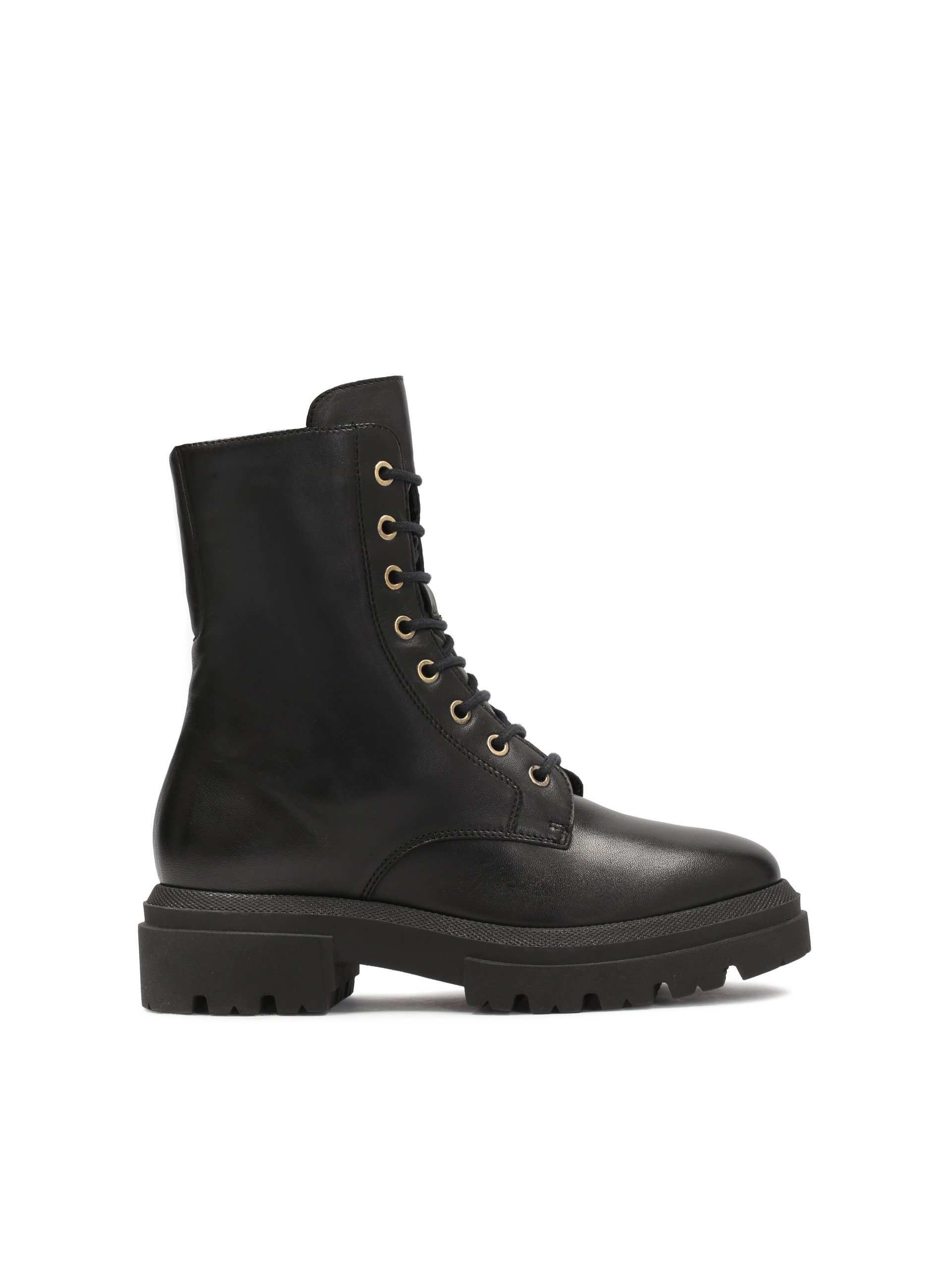 Ocieplane skórzane trzewiki ze sznurowaniem i suwakiem