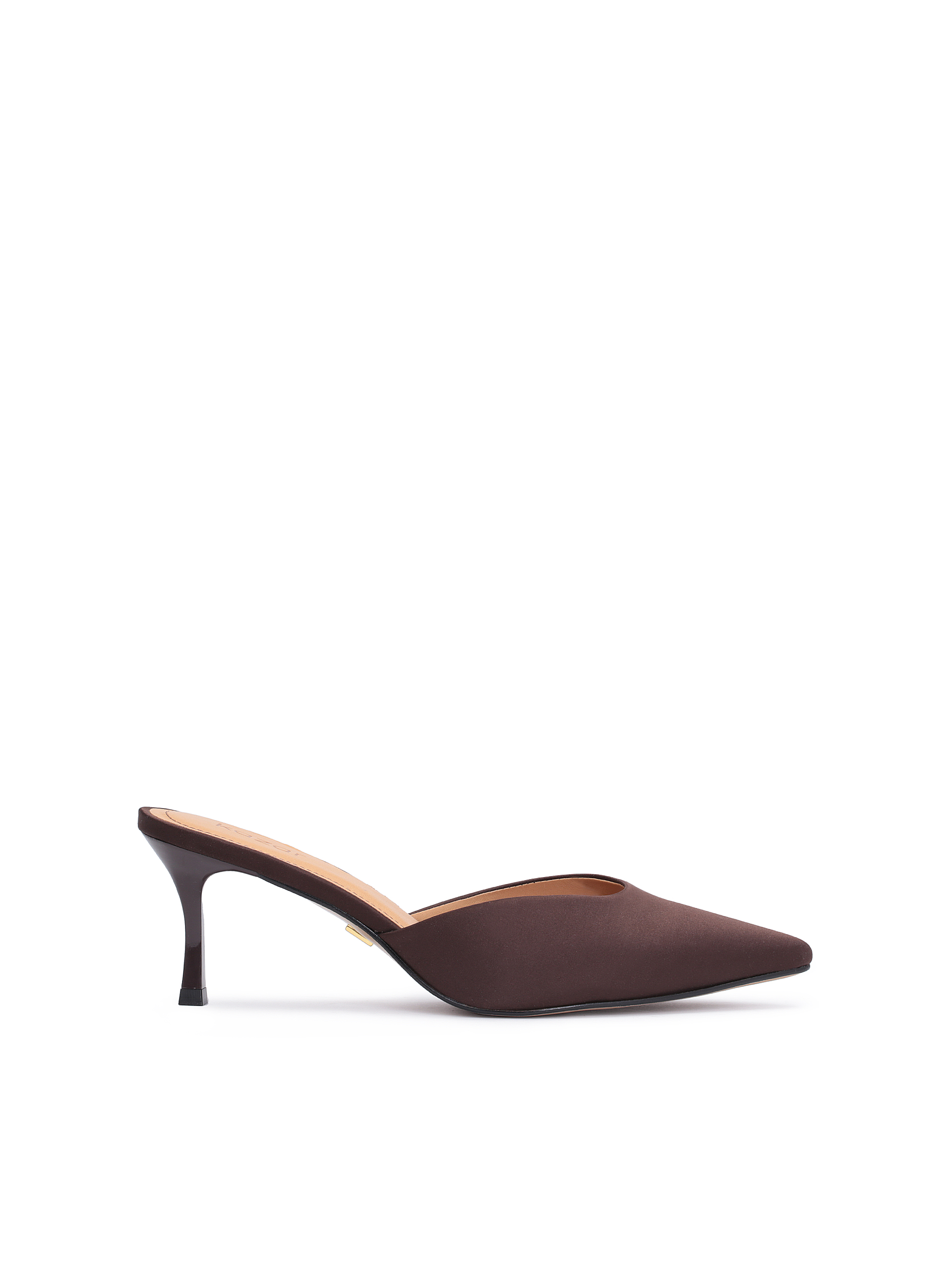 Eleganckie ciemnobrązowe klapki damskie z pełnym przodem