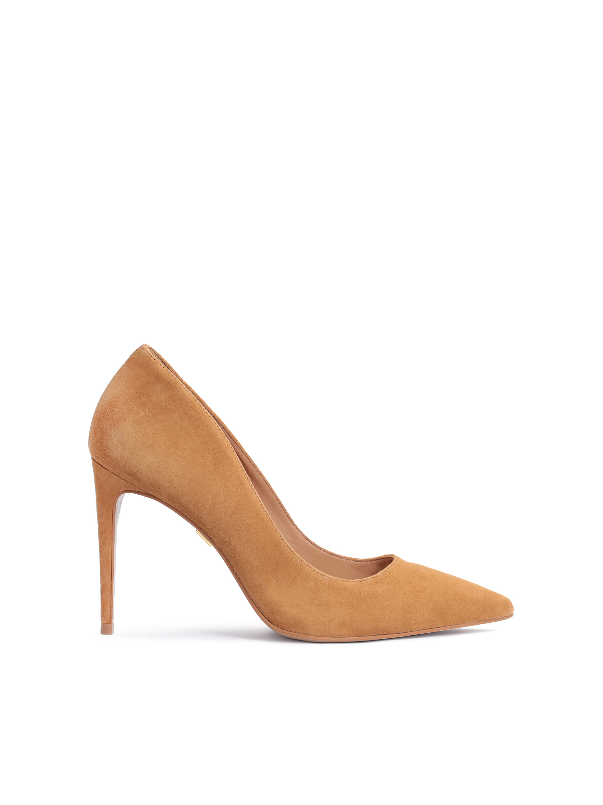 Skórzane jasnobrązowe szpilki ze spiczastym noskiem