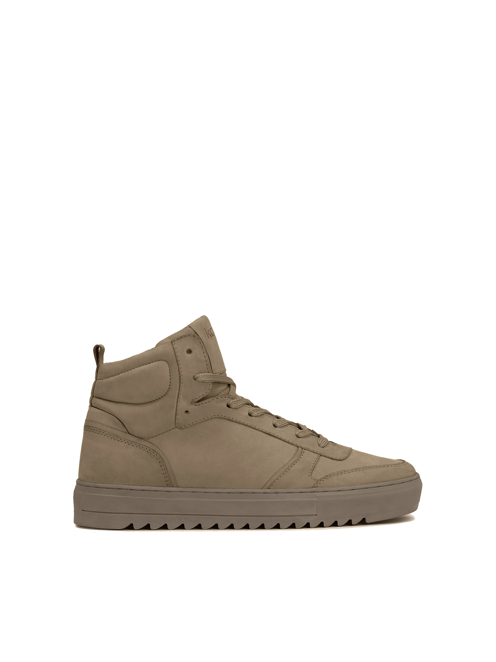 Khaki sneakersy męskie za kostkę na karbowanej podeszwie