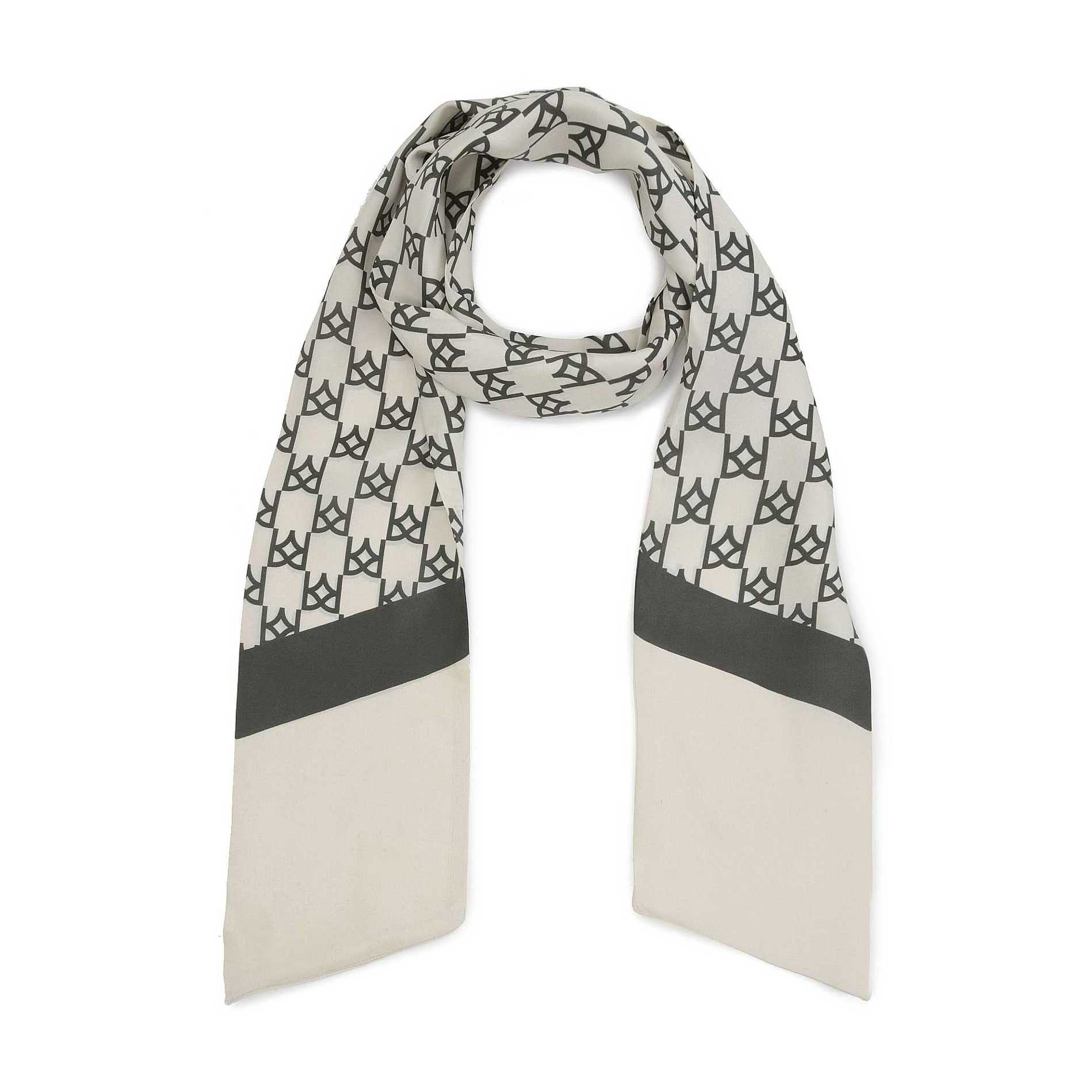 Kremowo-czarny szal damski