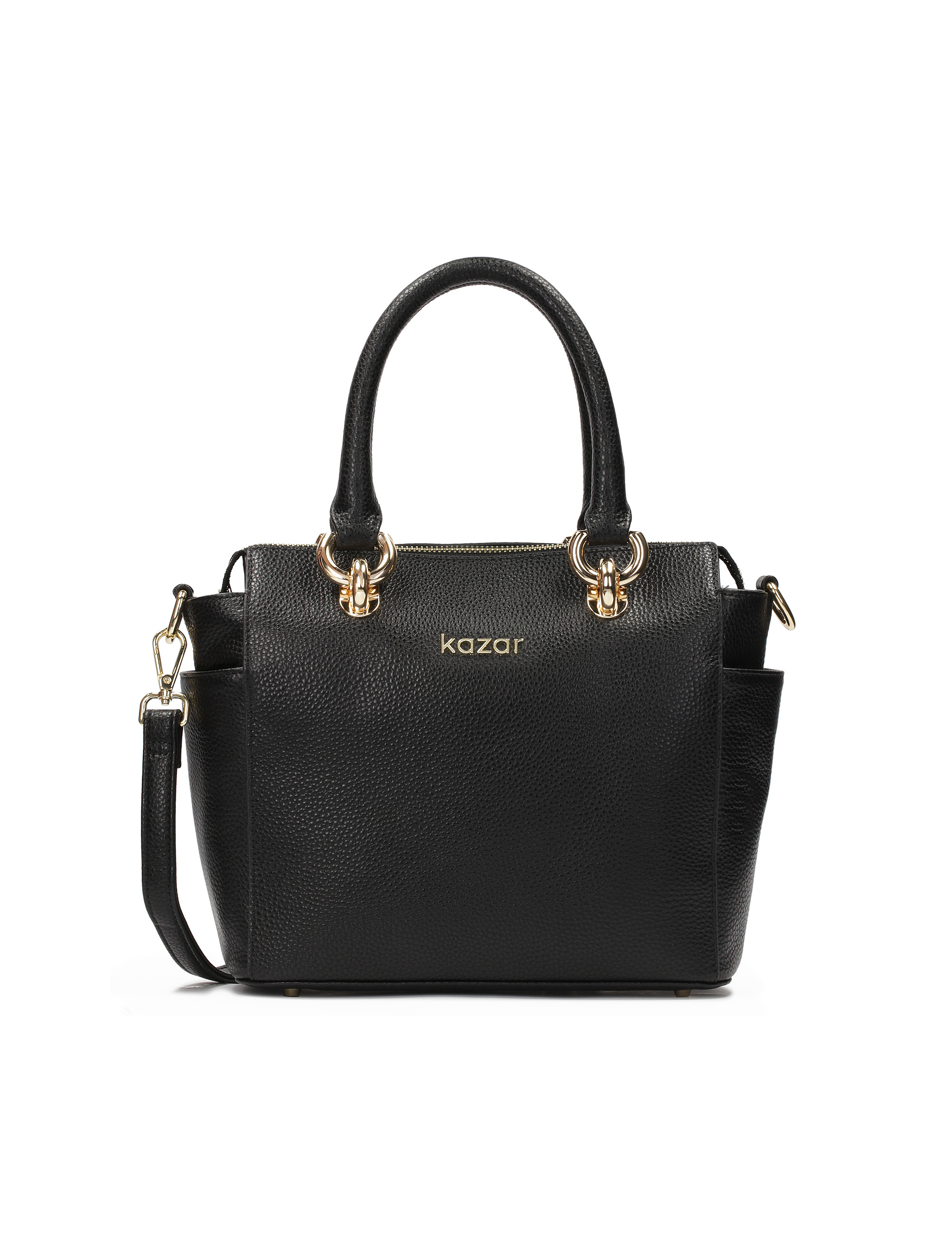 Czarna skórzana torebka do ręki i na ramię