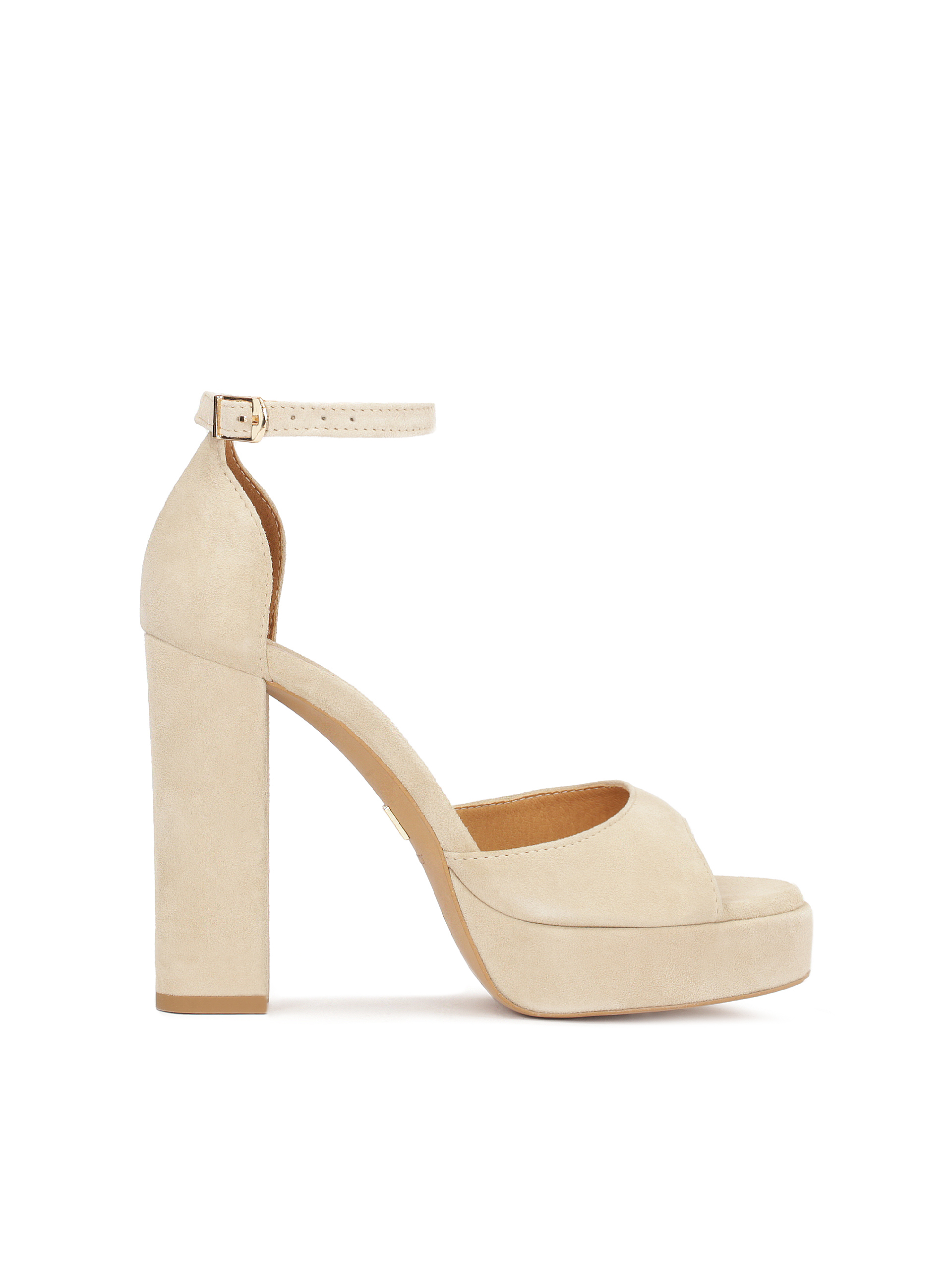 Zamszowe sandały na klocku i platformie