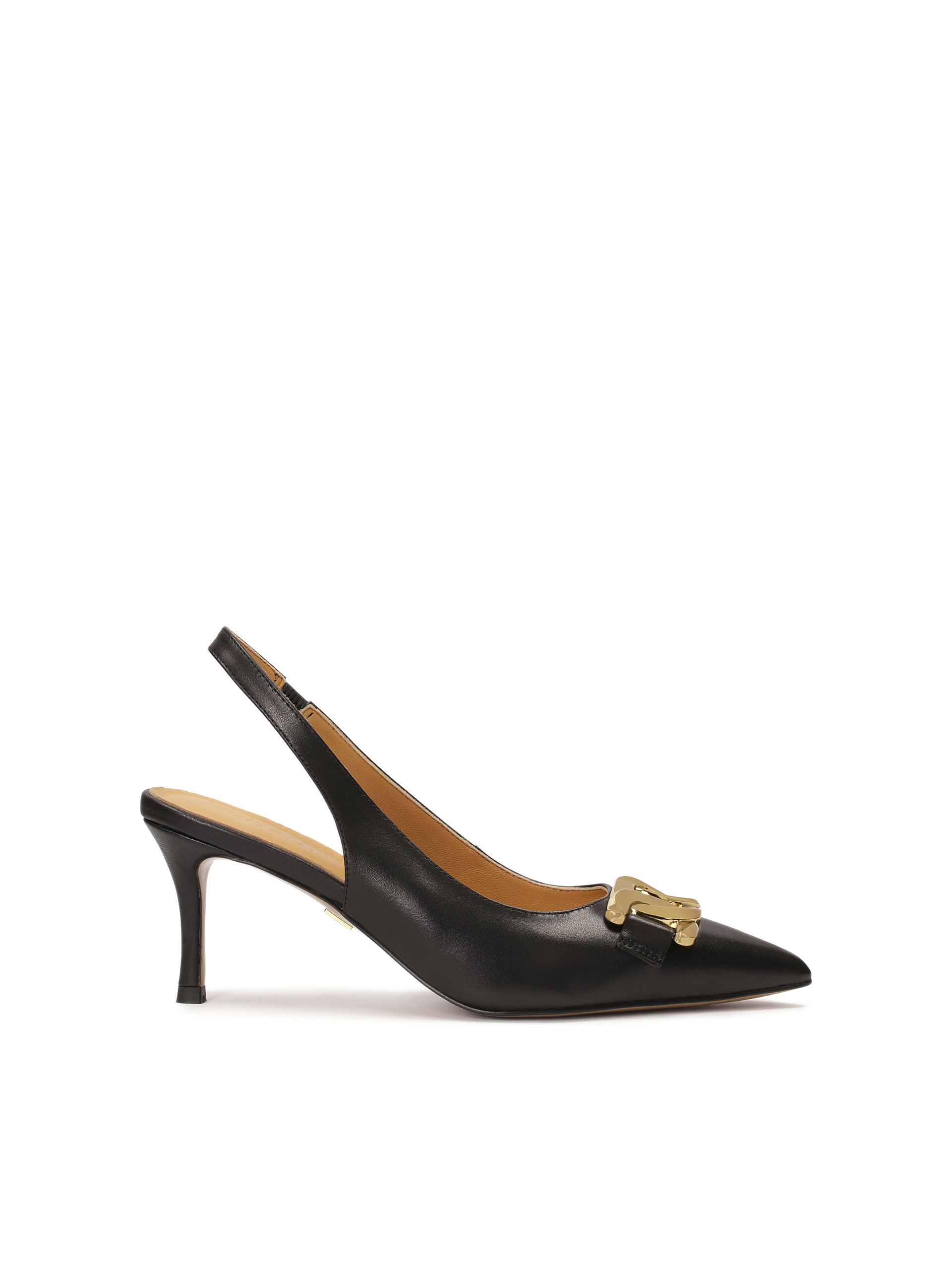 Czółenka skórzane z odkrytą piętą