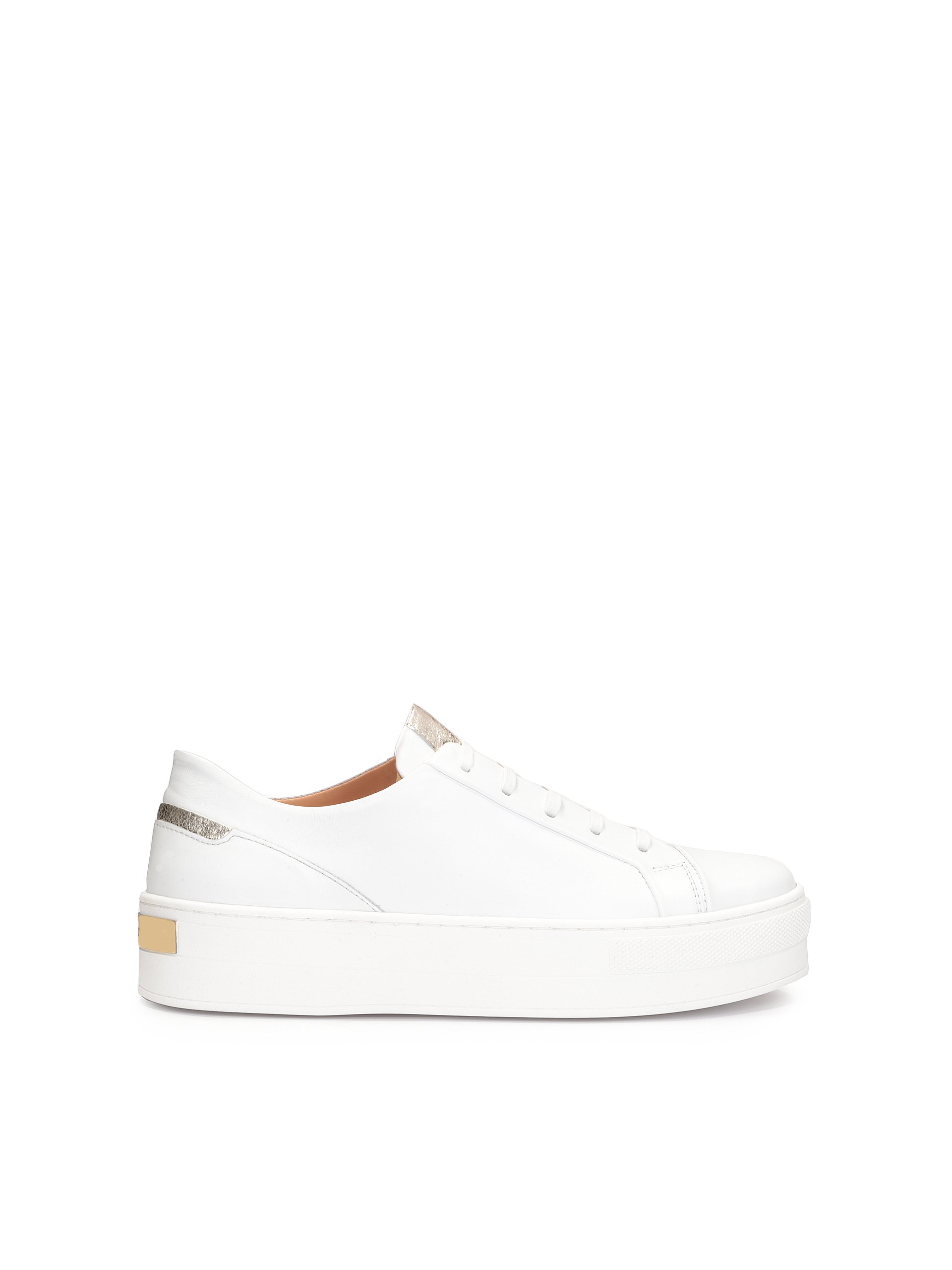 Skórzane sneakersy ze złotymi elementami