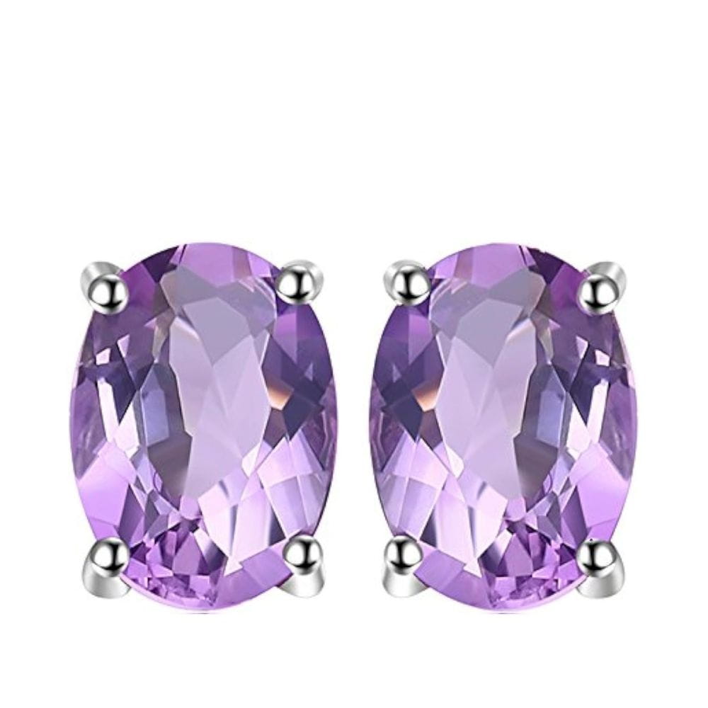 LILU Srebrne kolczyki z ametystami lila owal 1,1 ct.
