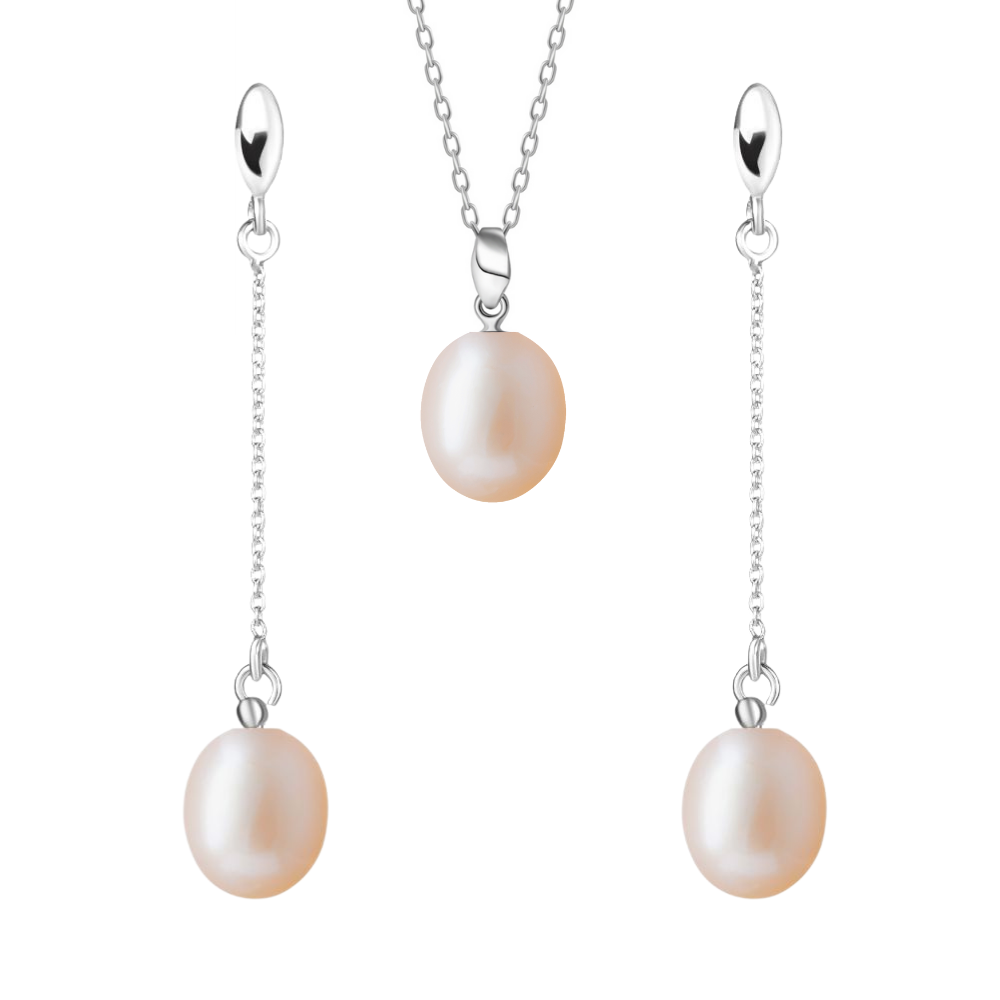 ALICE Roso komplet biżuterii różowe perły L