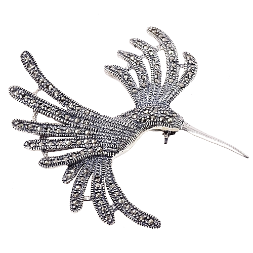 BELL Srebrna broszka markazyty duża koliber