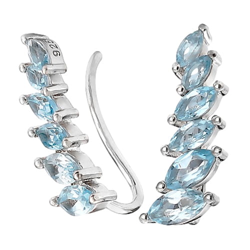 TAYA Srebrne kolczyki blue topaz nausznice 1,6 ct.