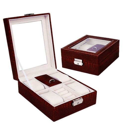 BENNY Kasetka męska na biżuterię zegarki brązowa zamek