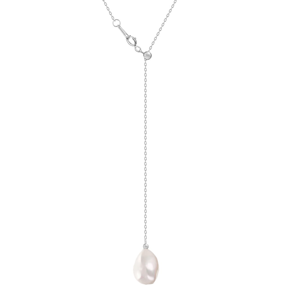 CRISTA DROP Naszyjnik lariat srebrny perła duża biała naturalna