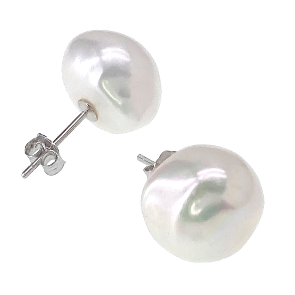 NORI kolczyki srebrne ogromne białe perły nieregularne sztyft