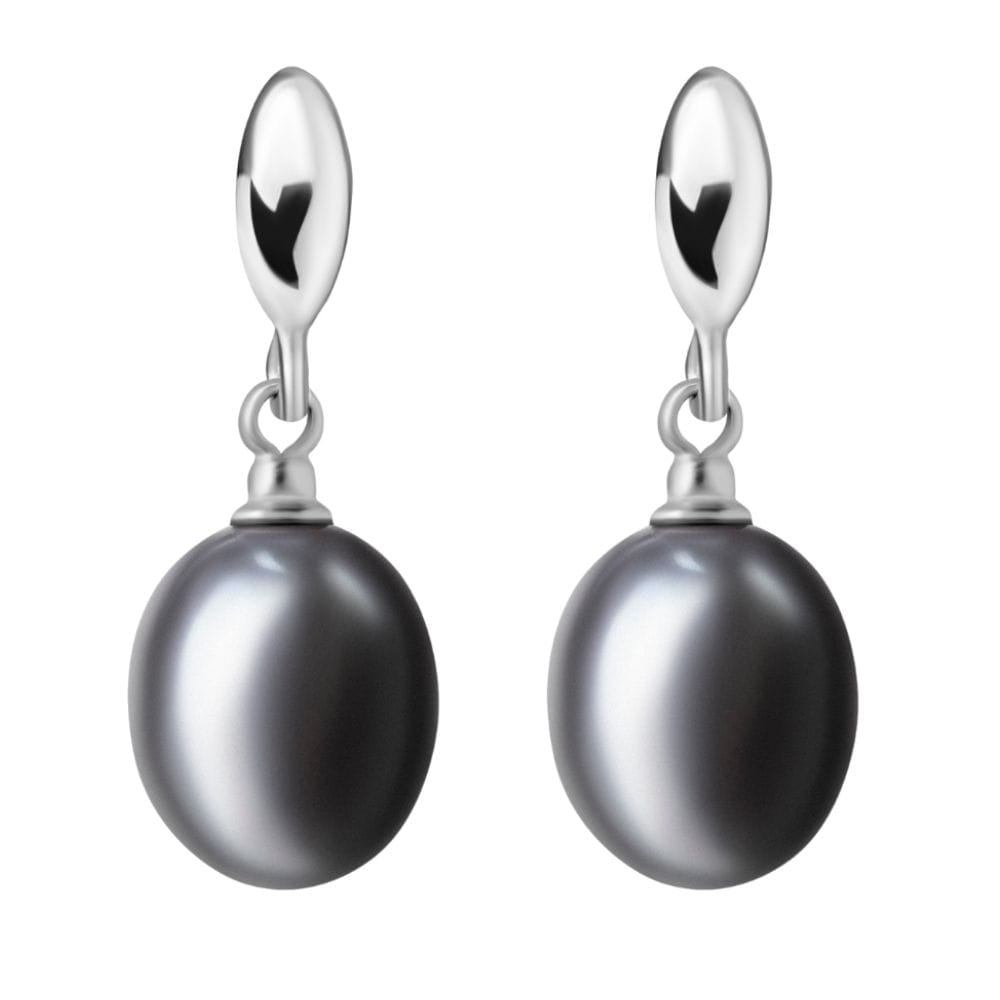 ALICE Nero S wiszące srebrne kolczyki naturalne perły czarne