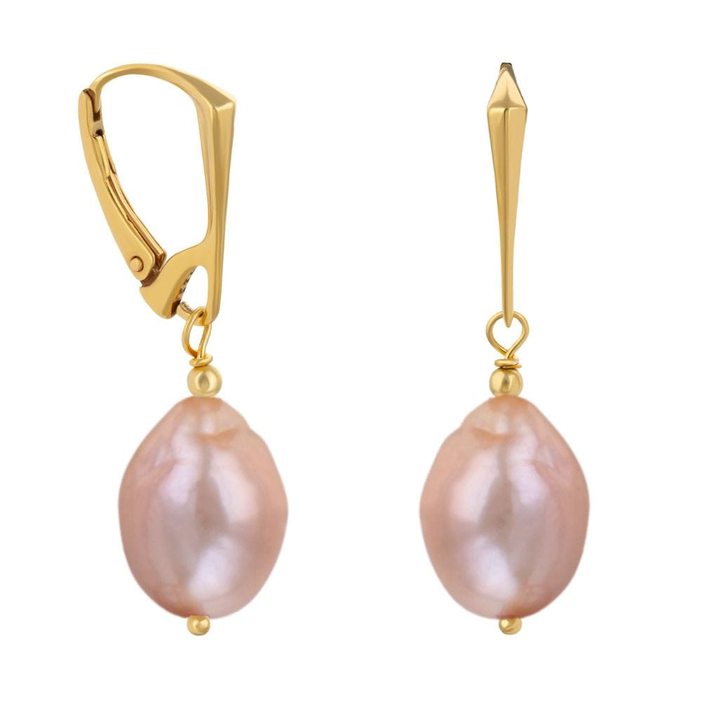 NELLIE ROSE kolczyki różowe perły barokowe angielskie zapięcie 01