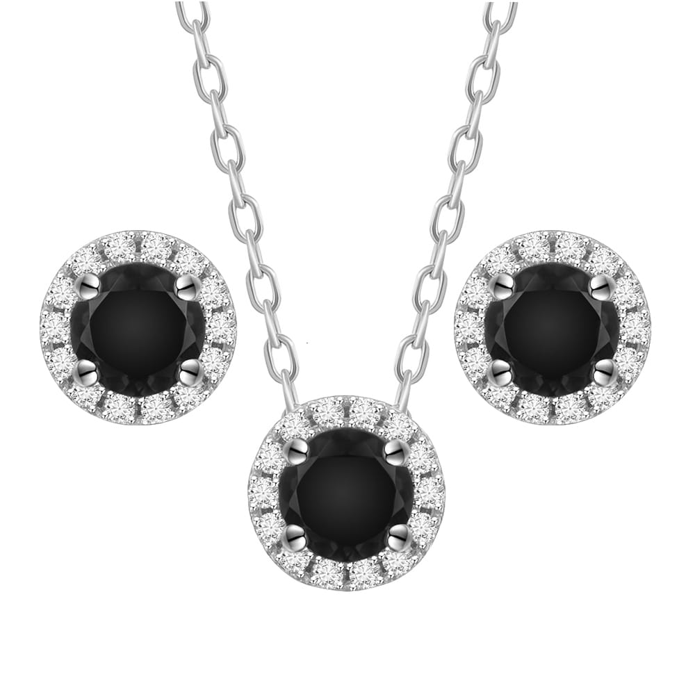 FUNK Komplet biżuterii naszyjnik kolczyki onyks małe sztyft 1,5 ct.