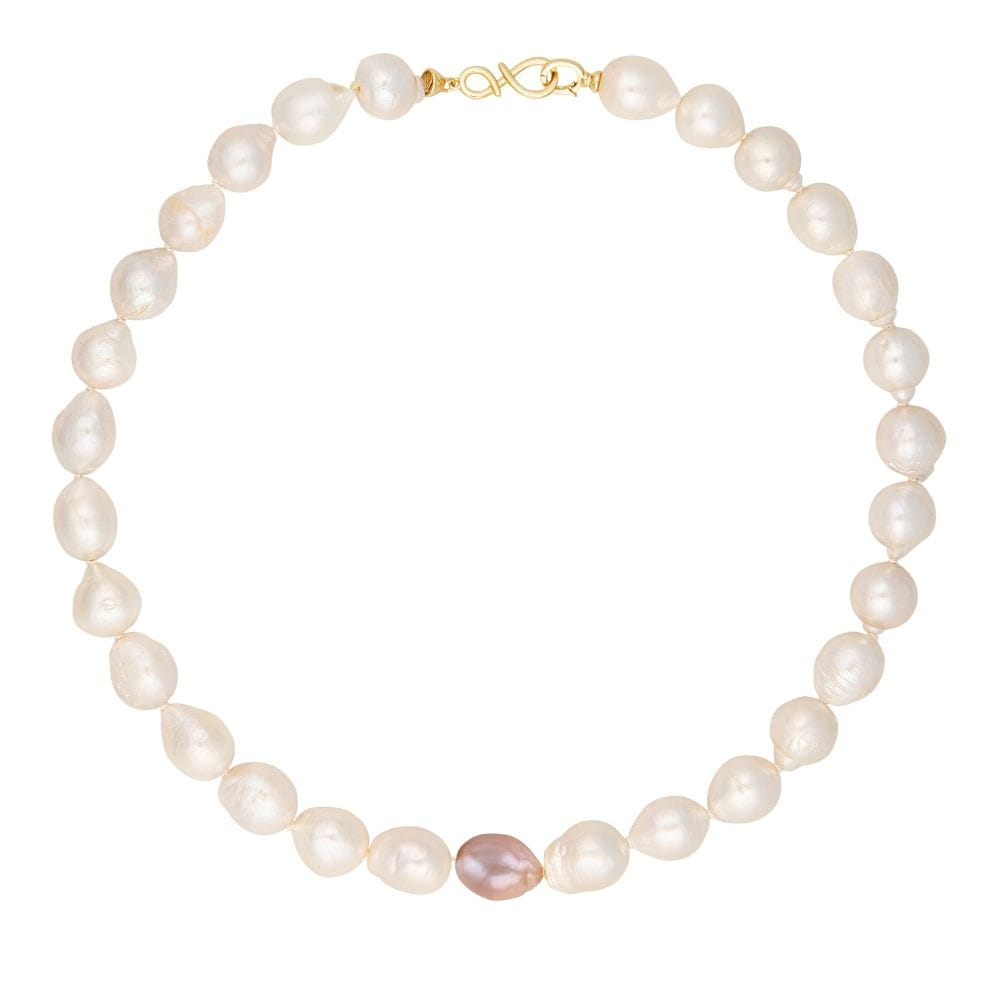 NELLIE DOT Naszyjnik duże perły barokowe białe 12 mm owalne srebrne zapięcie 03