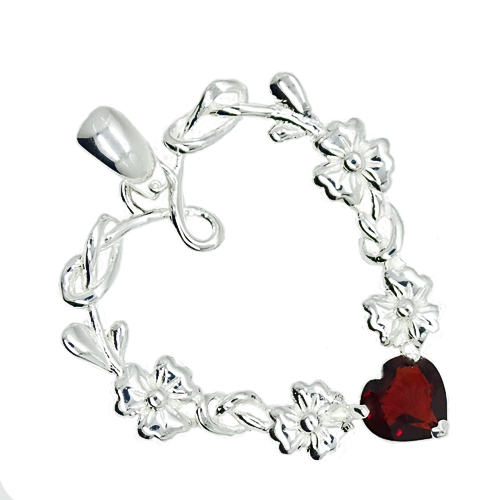 CARA Srebrny wisiorek z granatem serce