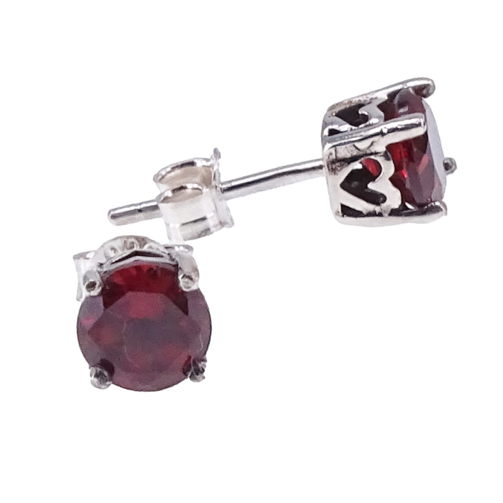 GRAPA 5 Srebrne kolczyki granaty okrągłe 0,9 ct