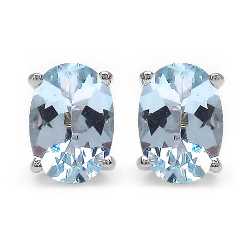 TARA 8 Srebrne kolczyki z blue topaz owal 2ct.