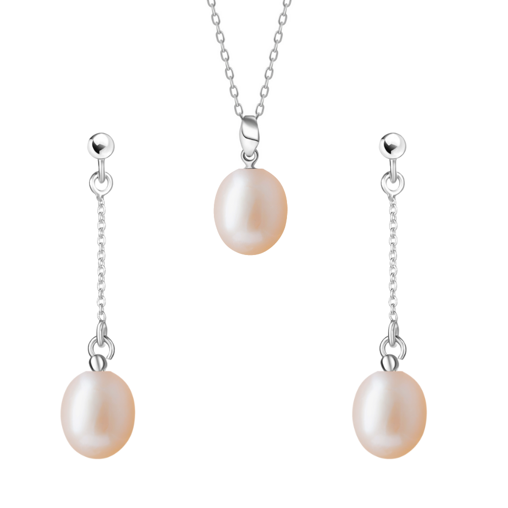 ALICE Roso komplet biżuterii różowe perły M