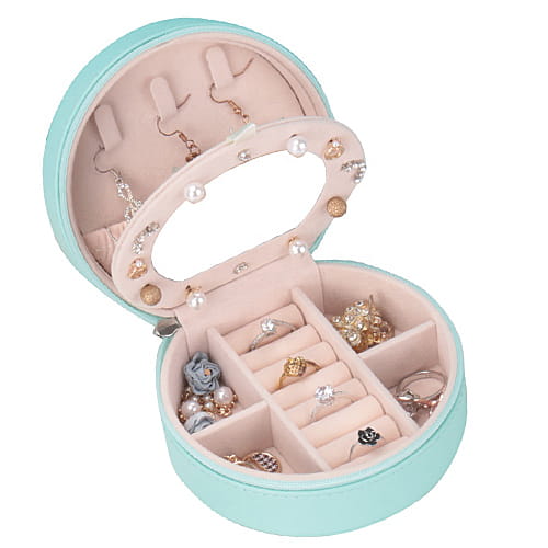 Małe etui na biżuterię podróżnik lusterko turkusowy