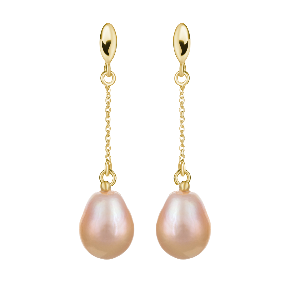 SILVIA Długie srebrne kolczyki perły duże różowe naturalne