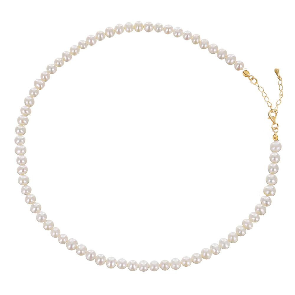 ADA GOLD Naszyjnik małe perły białe naturalne chocker regulowany