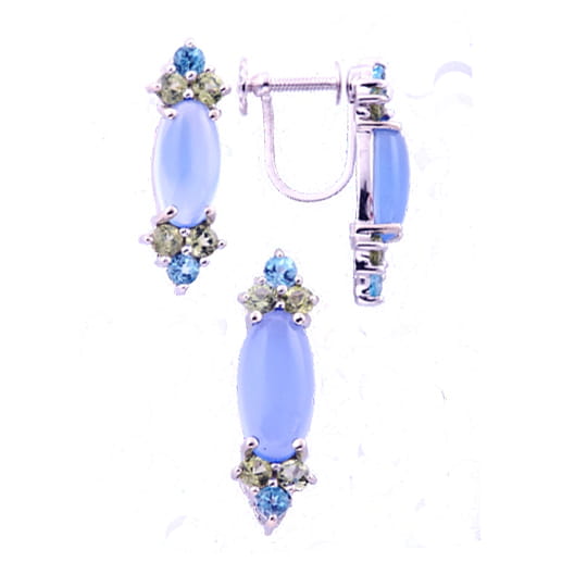 BŁĘKITNA LAGUNA Komplet złotej biżuterii z chalcedonem