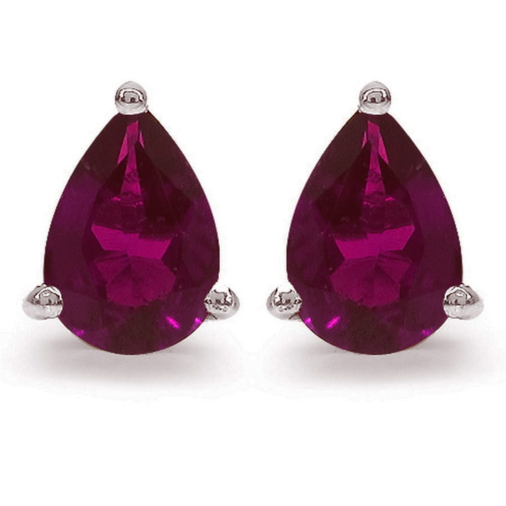 RONDA Srebrne kolczyki z rodolitami łezka sztyft ca. 1 ct.