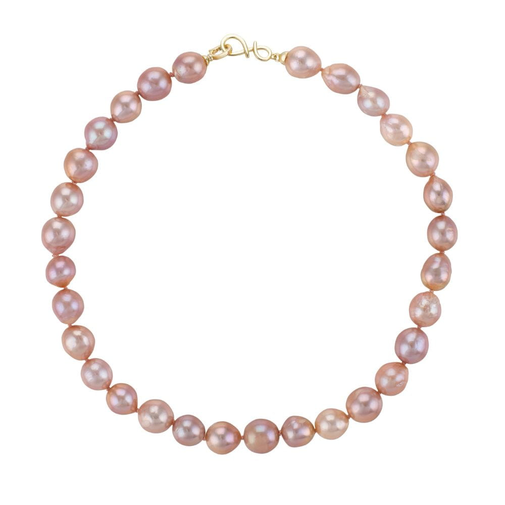 NELLIE ROSE Naszyjnik duże perły barokowe różowe 12 mm owalne srebrne zapięcie