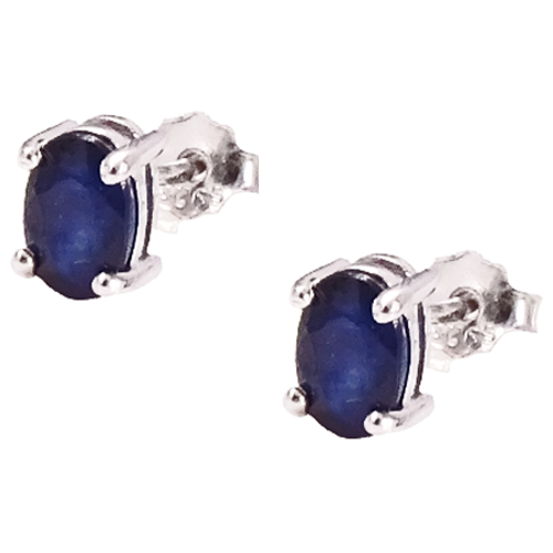 GALA 2 Srebrne kolczyki z szafirami owalne małe sztyft ca. 1 ct.