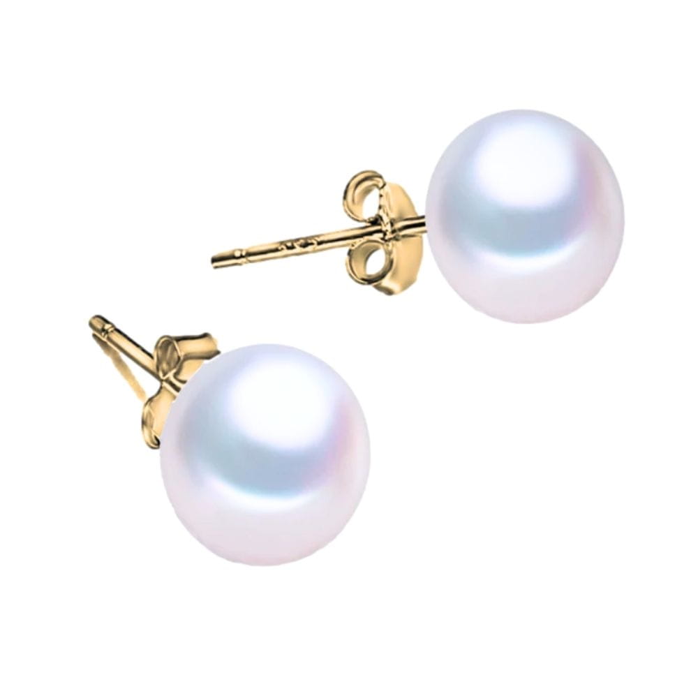 LAMAR Srebrne kolczyki na sztyfcie, białe perły, pozłacane