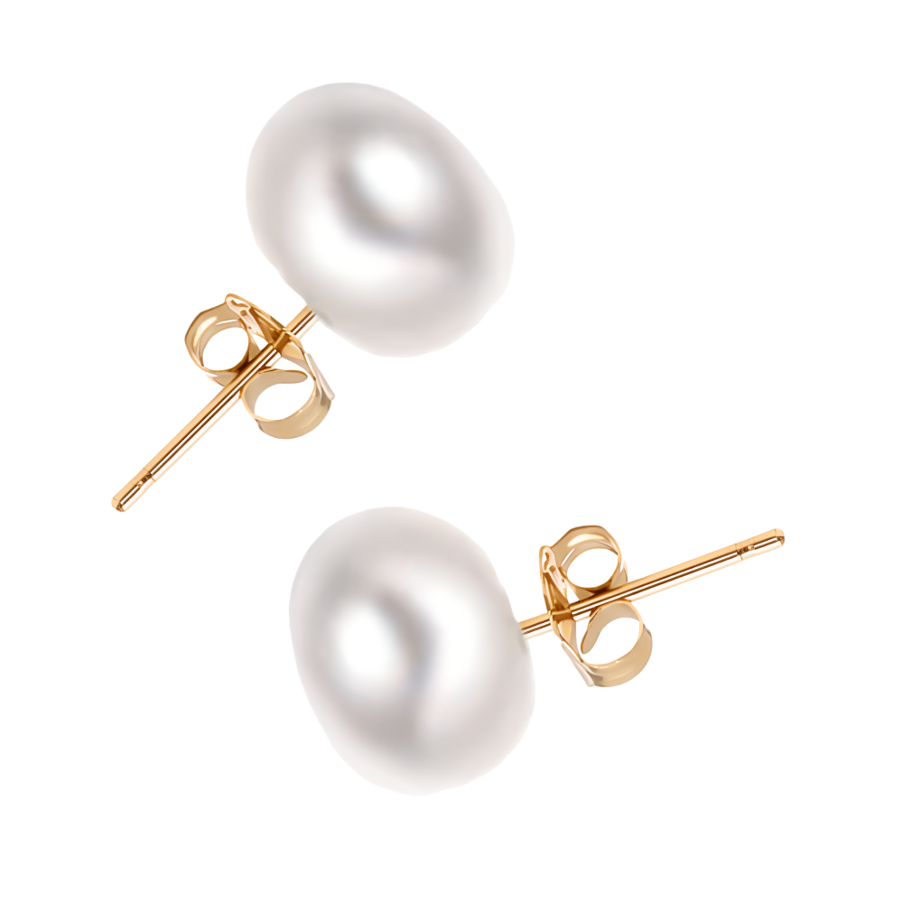 LAMAR Srebrne kolczyki sztyft białe perły pozłacane