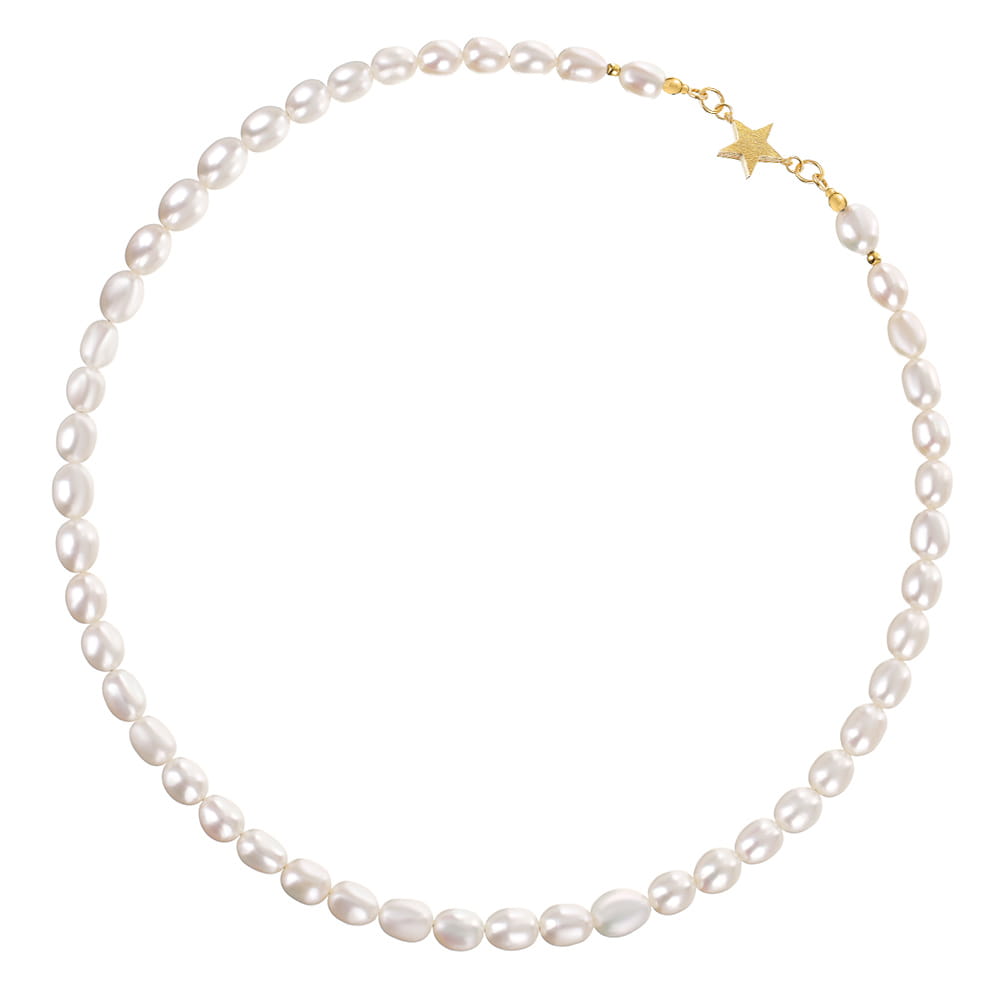 ADA STAR Naszyjnik małe perły białe naturalne choker zapięcie pozłacane