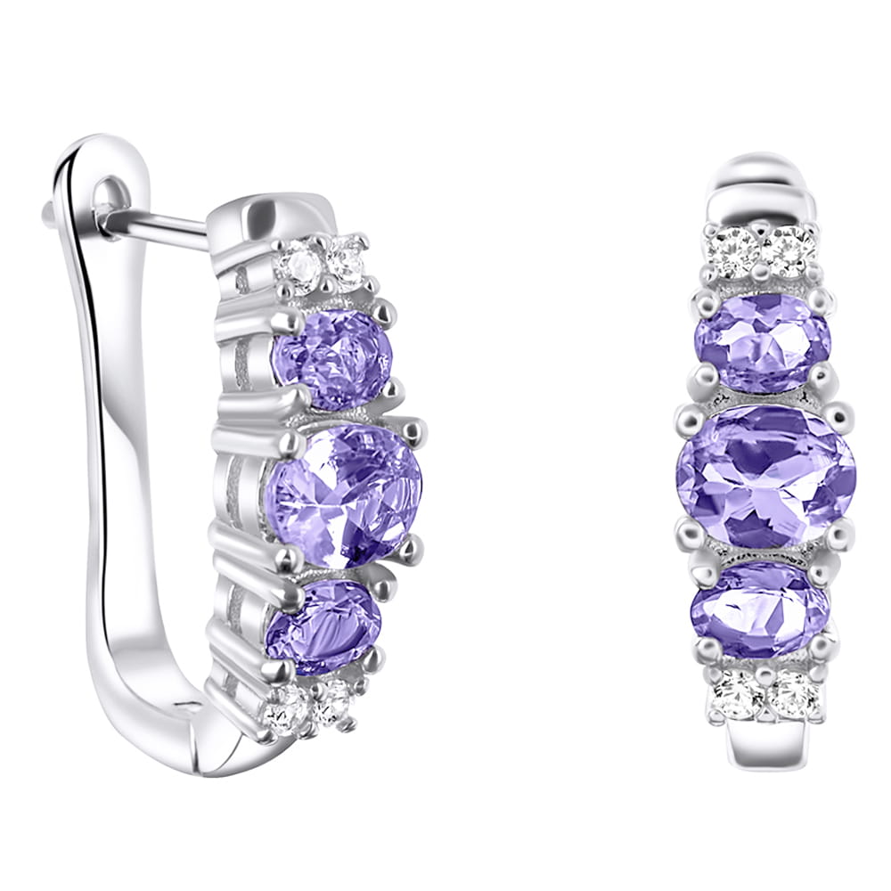 ERIN Srebrne kolczyki tanzanity angielskie zapięcie 1,8 ct.