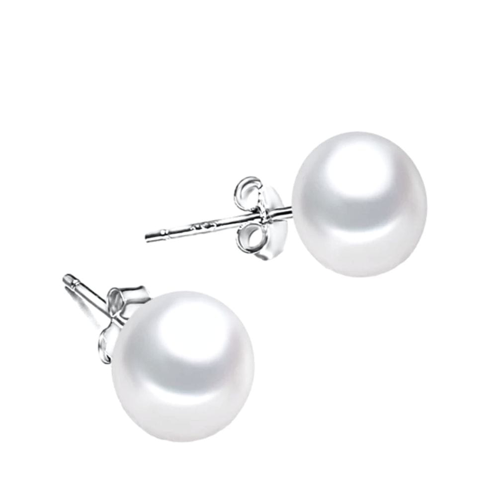 LAMAR Srebrne kolczyki na sztyfcie, białe perły