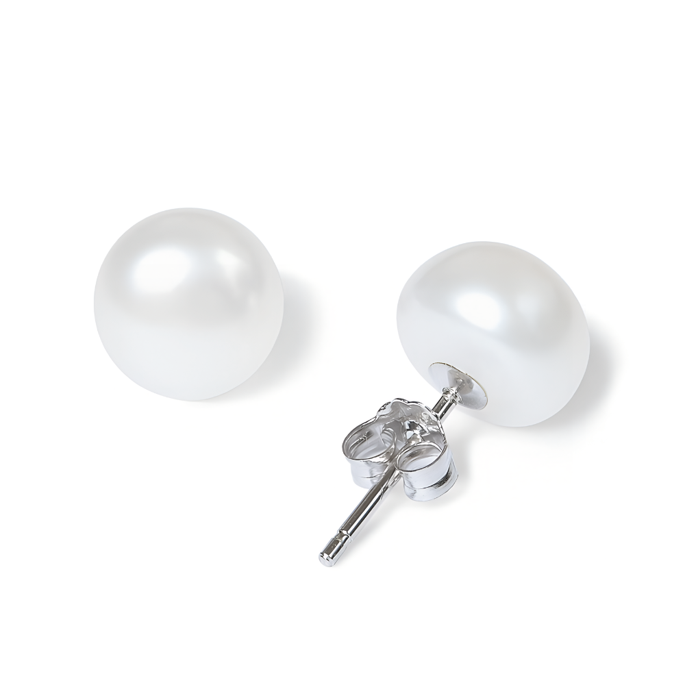 LAMAR Srebrne kolczyki na sztyfcie białe perły