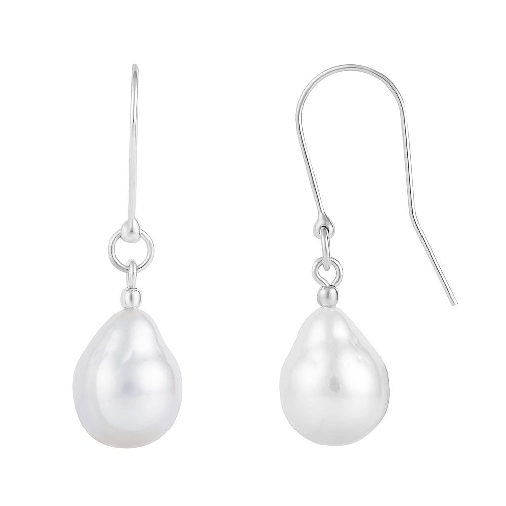 CRISTA AIR Wiszące srebrne kolczyki naturalne perły duże białe delikatne