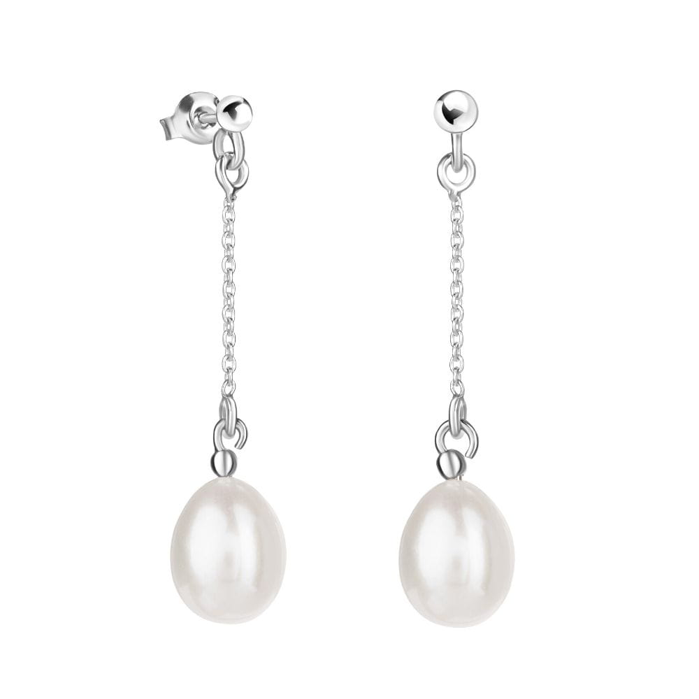 ALICE Bianco M wiszące srebrne kolczyki naturalne perły
