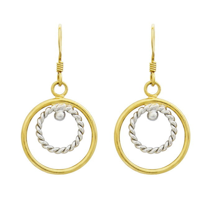 FIRE Srebrne kolczyki koła małe pozłacane bigiel