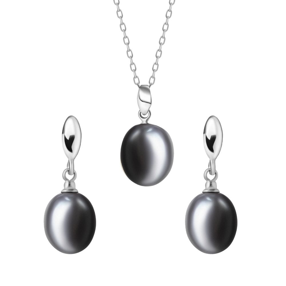 ALICE Nero komplet biżuterii czarne perły S