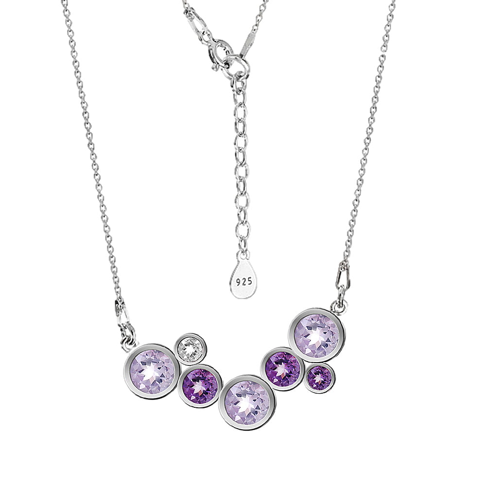 AMELIA Srebrny naszyjnik choker wisiorek ametyst topaz celebrytka regulowany