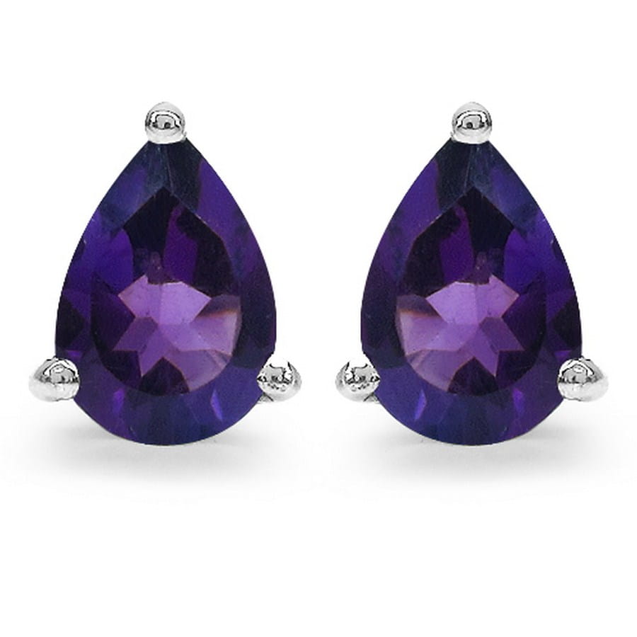 MIA 7 Srebrne kolczyki z ametystami małe łezka sztyft 1,3 ct.
