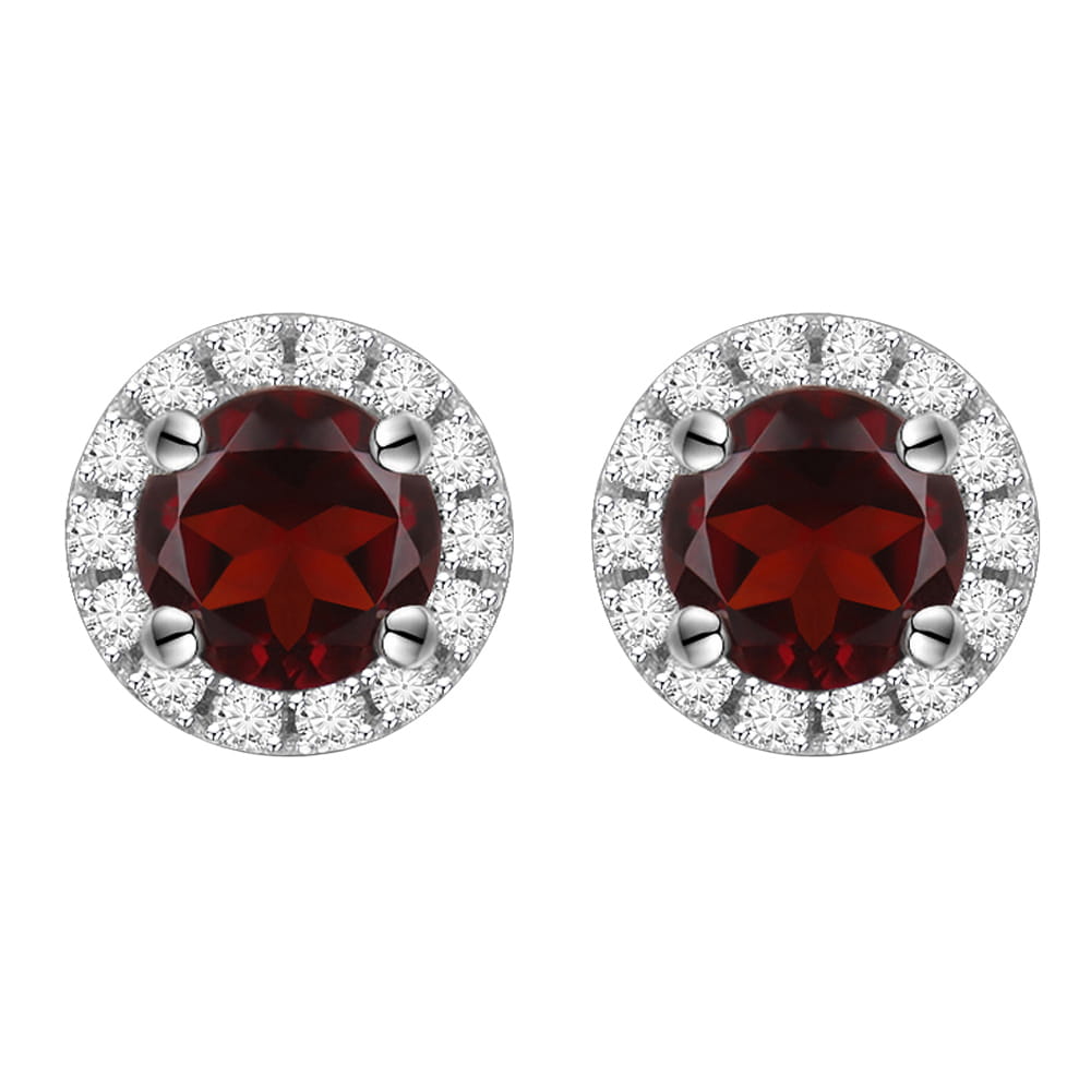 FUNK RED Srebrne kolczyki z granatami małe 2,2 ct.