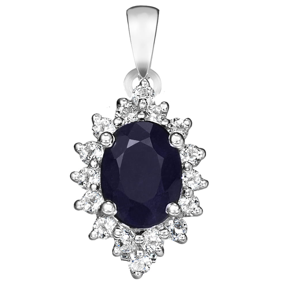 KATE Srebrny wisiorek z dużym szafirem 1,6 ct.